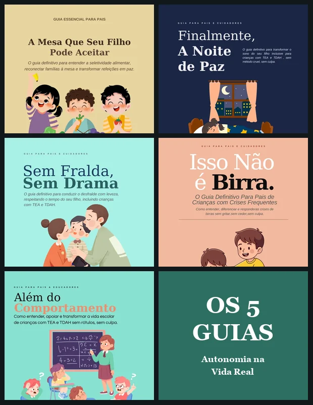 Mosaico com as capas dos cinco guias